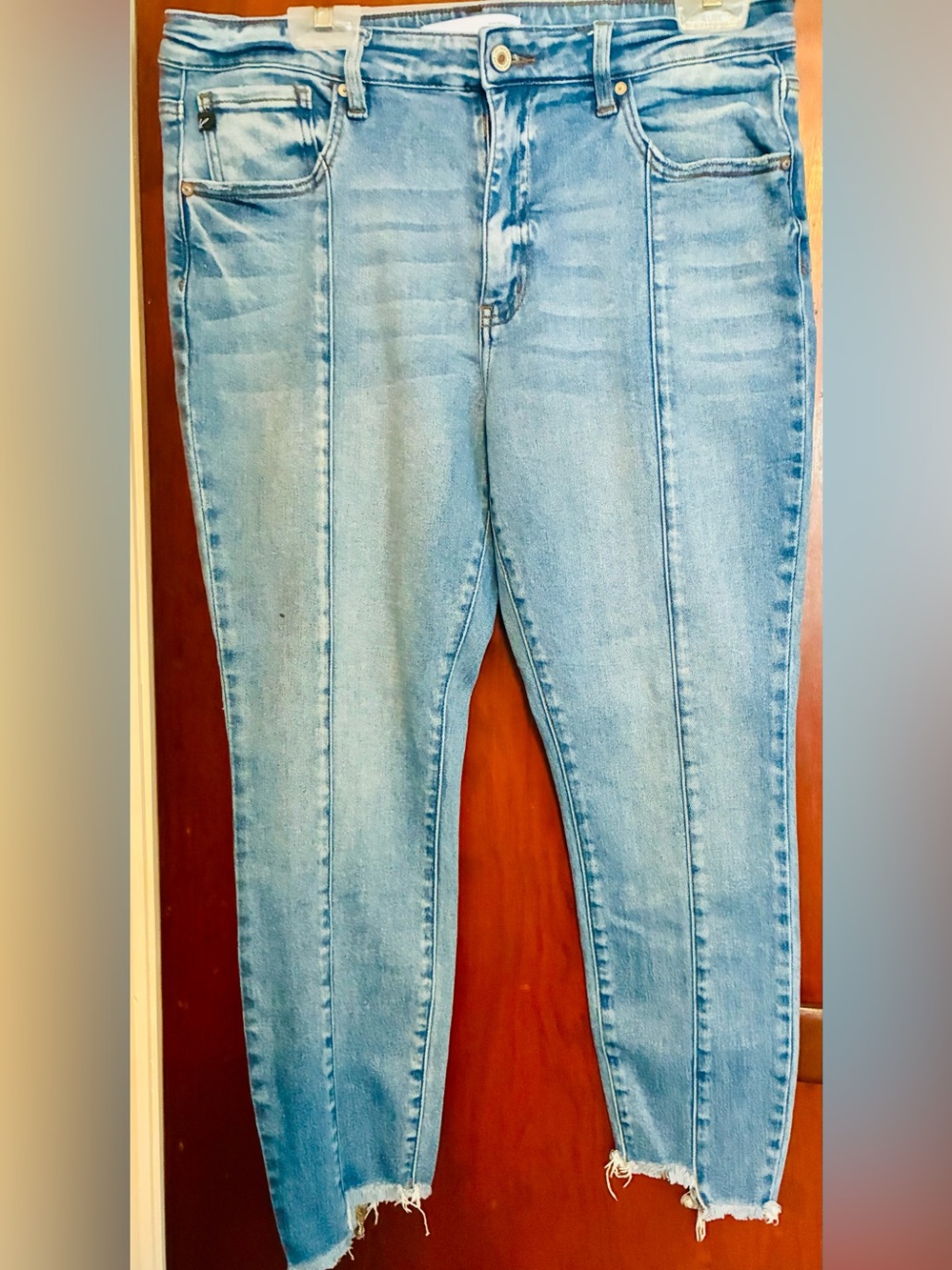 KanCan Light Blue Skinny Jeans with Raw Hem